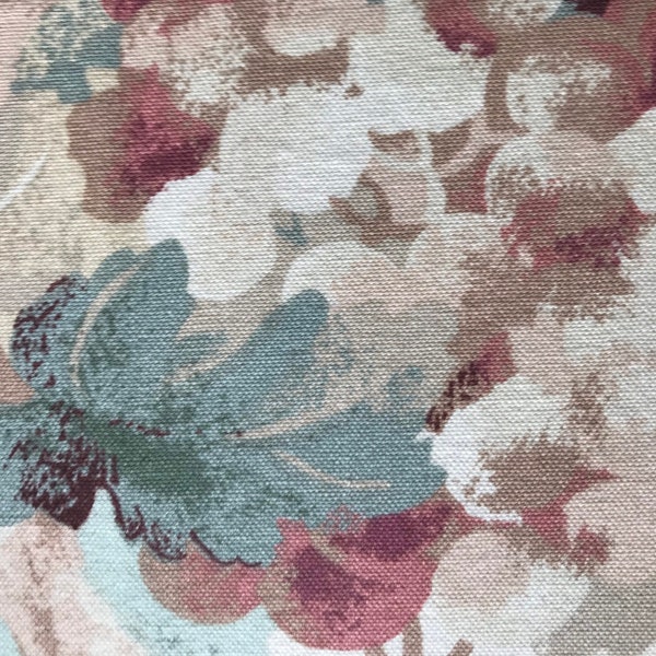 Vintage P. Kaufmann Fabric 1990s Grapes Vineyard Pastel Cotton Canvas Home Decor 1-3/4 Yards Yardage