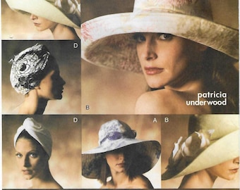 Rare Patricia Underwood Vogue 7600 Hats Sewing Pattern Sunhat Turban Size S–L Uncut FF