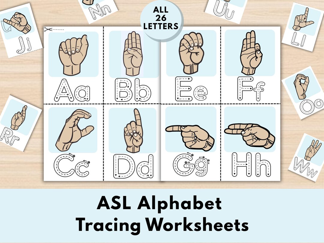 ASL Alphabet Tracing & Cut-and-paste Worksheets | Abc Sign Language ASL ...