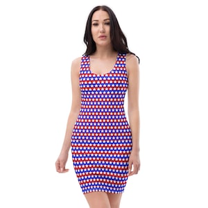 red and blue bodycon dress Black Red Blue Fractal Bodycon Dress