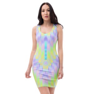 Vibrant Pastel Geometric Design Bodycon Mini Tank Dress