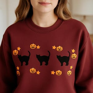 Cozy Cat-Themed Crewneck Sweatshirt for Cat Lovers, Halloween Gift, Fall Fashion, Unisex Pullover, Comfortable Wear