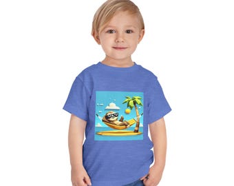 Tropical Sloth Toddler Tee - Cute Kids Shirt, Summer Wear, Vacation Outfit, Gift for Little Ones, Beach Days, Fun Times