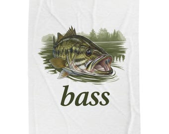 Fishing Bass Velveteen Plush Blanket: Cozy Fisherman Throw
