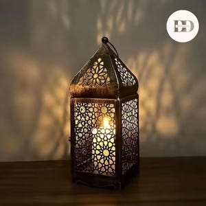 Short Middle East Candle Holder / Moroccan Candle Holder / Metal Lantern / Lamp Candlestick Tabletop