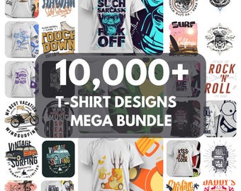 Trendy T-Shirt Designs Bundle, PNG Graphics (Digital Download)
