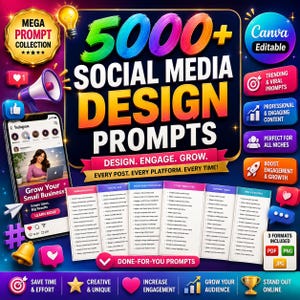 Social Media Prompts, Instagram Content Ideas, Canva Templates, AI Marketing (Digital Download)