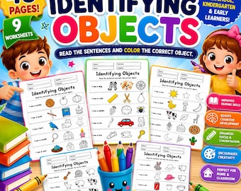 Preschool Kindergarten Object Identification Worksheets | Read Color Activity PDF