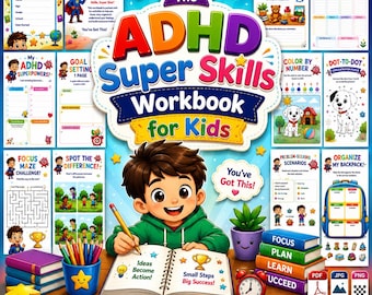ADHD Workbook for Kids Printable PDF | ADHD Activities Workbook | Executive Function Skills | Focus & Attention Activities Homeschool
