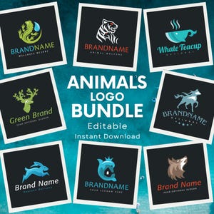Animal Logos Bundle Unique Wildlife Logo Designs Editable Logo Designs High Quality PSD, Png, Svg, EPS, Forest Animal Logo Business Logo