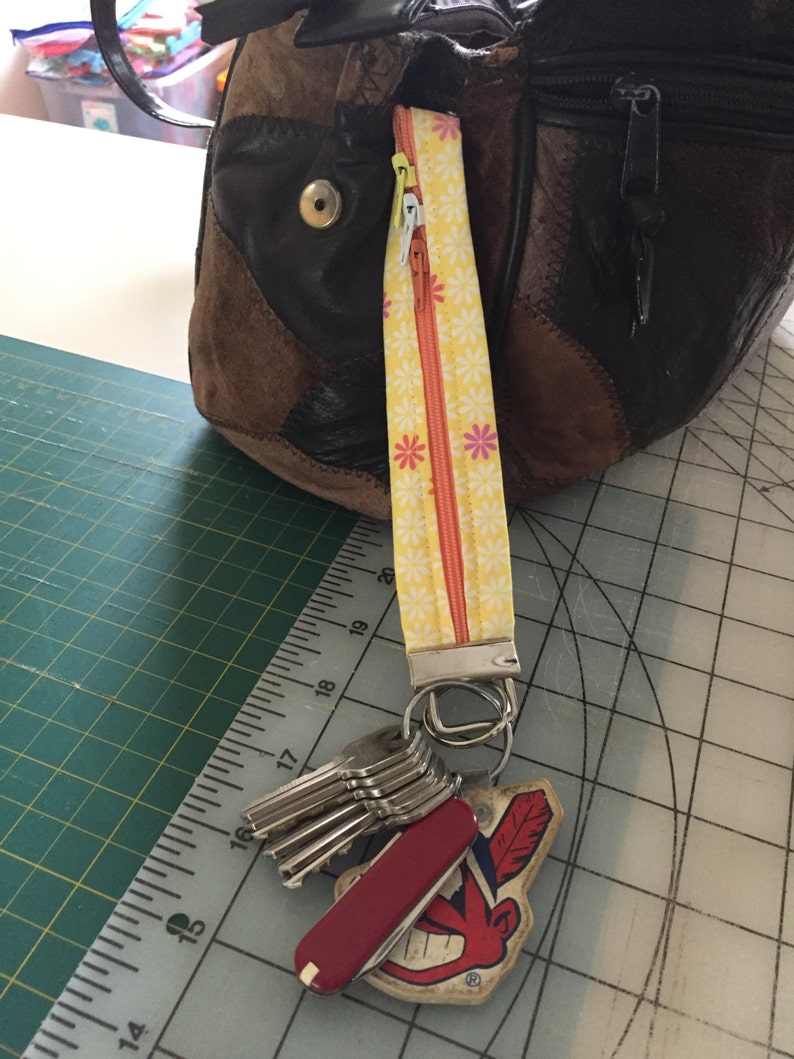 Key Chainzippered Key Chain 3 Zipper Pulls Adjustable Etsy