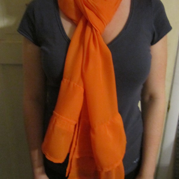 tangerine chiffon scarf ruffled Christmas gift birthday gift Mother's day