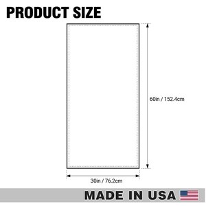 Peut inclure: Diagramme des dimensions du produit. Le produit mesure 76,2 cm de large et 152,4 cm de long. Le texte en haut indique "PRODUCT SIZE". Le texte "MADE IN USA" est en bas avec un drapeau am&eacute;ricain.