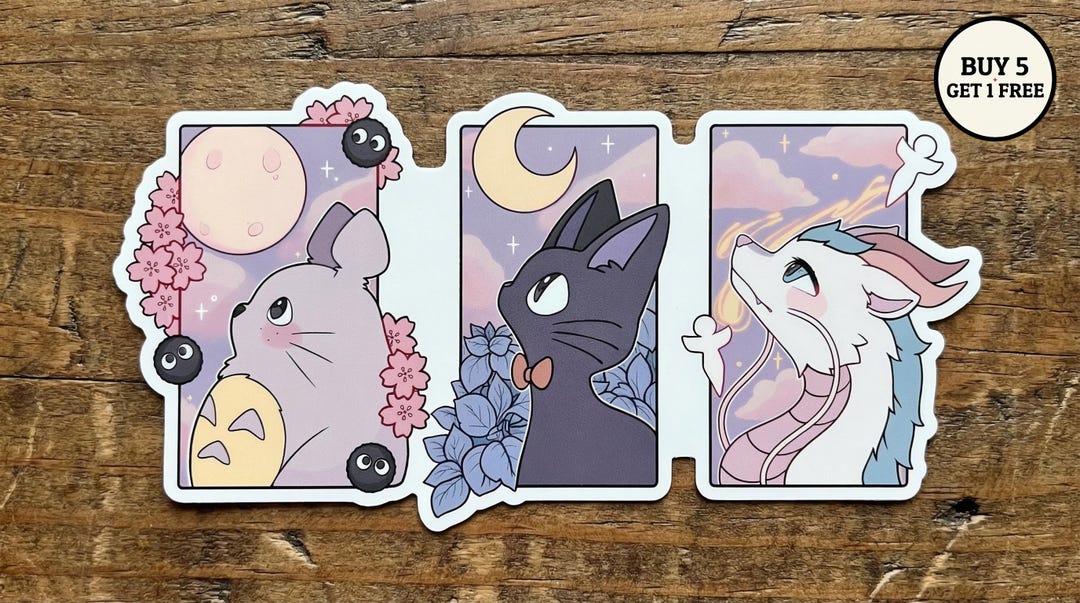 Totoro, Jiji, Haku Sticker, Studio Ghibli Sticker, Totoro Sticker, Kiki ...