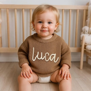 Personalised Baby Name Sweater/Custom Hand Embroidered Baby Sweater/Baby Sweater with Name/boy Sweater/Baby Shower Gift/First Birthday Gift