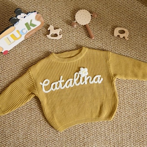 Personalized Baby Name Sweater,Custom Hand Embroidered Name Baby Sweater,Knit baby Sweater,Unique Baby Sweater,Baby shower gift,Newborn gift