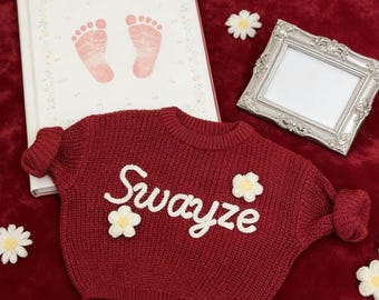 Personalised Baby Name Sweater/Custom Hand Embroidered Baby Sweater/Baby Sweater with Name/boy Sweater/Baby Shower Gift/First Birthday Gift