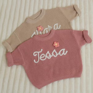 Personalized Baby Name Sweater,Custom Hand Embroidered Name Baby Sweater,Knit baby Sweater,Unique Baby Sweater,Baby shower gift,Newborn gift