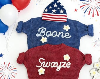 Personalised Baby Name Sweater/Custom Hand Embroidered Baby Sweater/Baby Sweater with Name/boy Sweater/Baby Shower Gift/First Birthday Gift