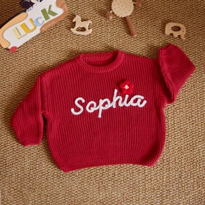 Personalised Hand Embroidery Baby Sweaters,Custom Name Baby Sweaters,Knit Sweater,Baby Sweater with Name, Baby Girl Gift,First Birthday Gift