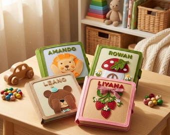 Custom Name Felt Quiet Book, Montessori Activity Board for Toddlers, Personalized Keepsake Baby Gift, Sensory Learning Toy, First Birthday