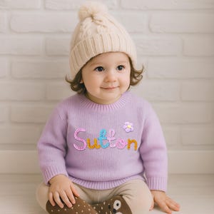 Personalised Name Baby Sweater/Custom Hand Embroidered Baby Sweater/Baby Sweater with Name/boy sweater/Baby shower gift/First Birthday Gift