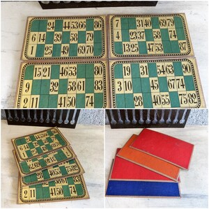 Vintage set van 4 Franse LOTO-bingokaarten