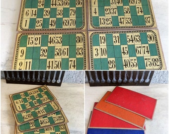 Vintage set of 4  french LOTO Bingo cardboards