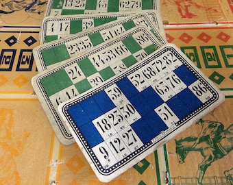 Vintage set of 5  french LOTO Bingo cardboards