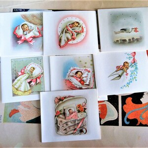 Juego de tarjetas de anuncio de nacimiento vintage, década de 1960