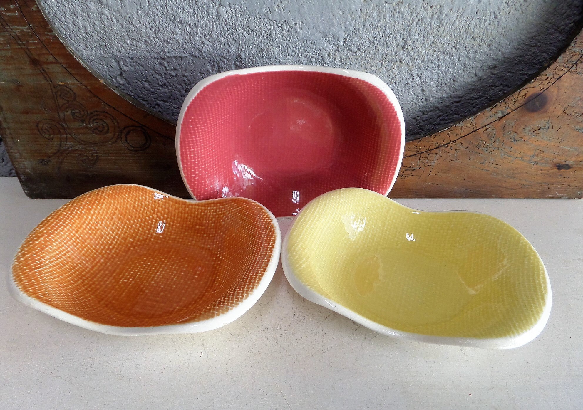 Français Vintage Faience Salins Fabriquent Ramkins Tray. Qualité Du Cadeau. Années 1960