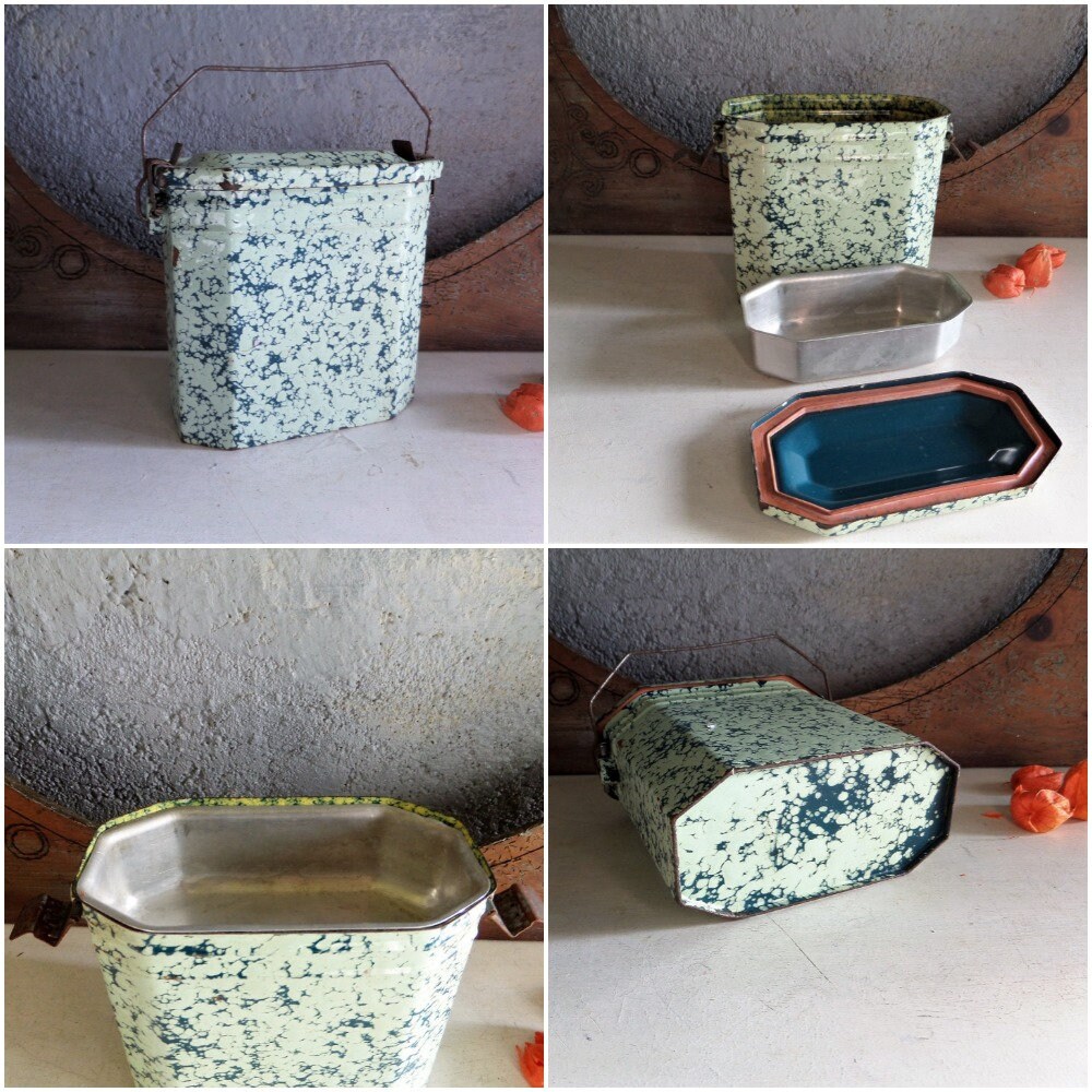 Boîte à Lunch en Granit Émaillé Vintage