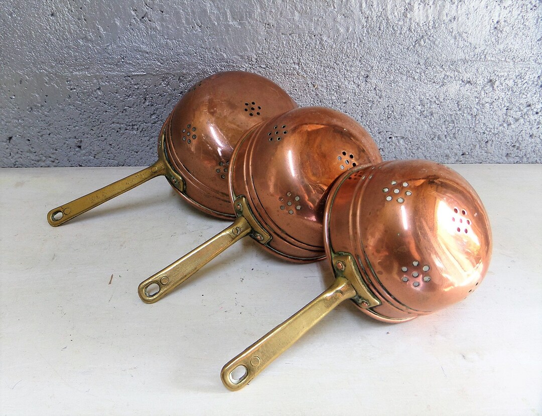 French Vintage Set of Copper Sieves. Kitchen Decor. Etsy