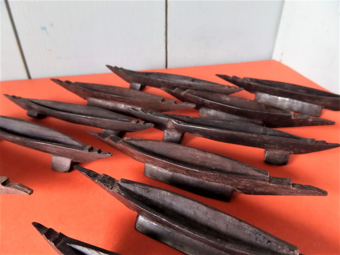 Knife Rest Ethnic Vintage Set Ironwood Knife Rest. Canoe Etsy