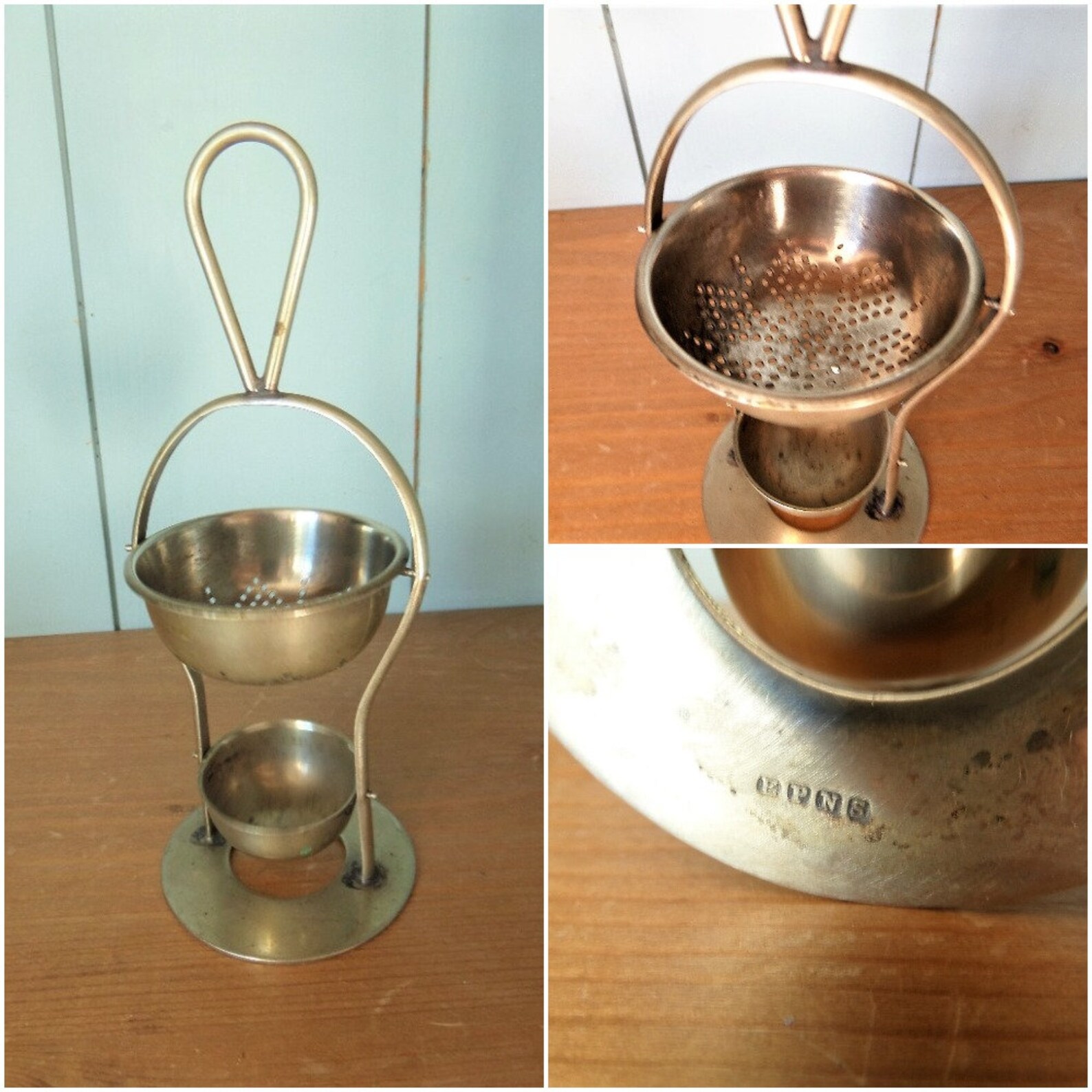 Vintage Silver EPNS Tea bag caddy Tea Strainer 1950s Etsy
