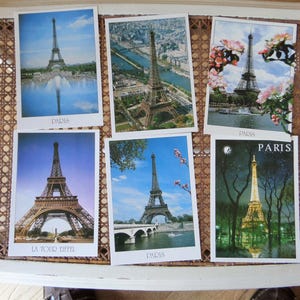EIFFEL Tower Paris Set of 6  Original  Travel Postcards Top Quality. 1970s.