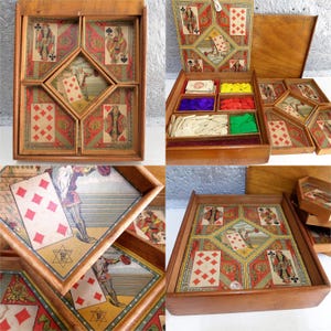 Juego de mesa antiguo francés "Jeu de Nain Jaune" Yellow Dwarf / Juego antiguo / Juego vintage / Juego francés / Fichas de huesos / Fichas de póker