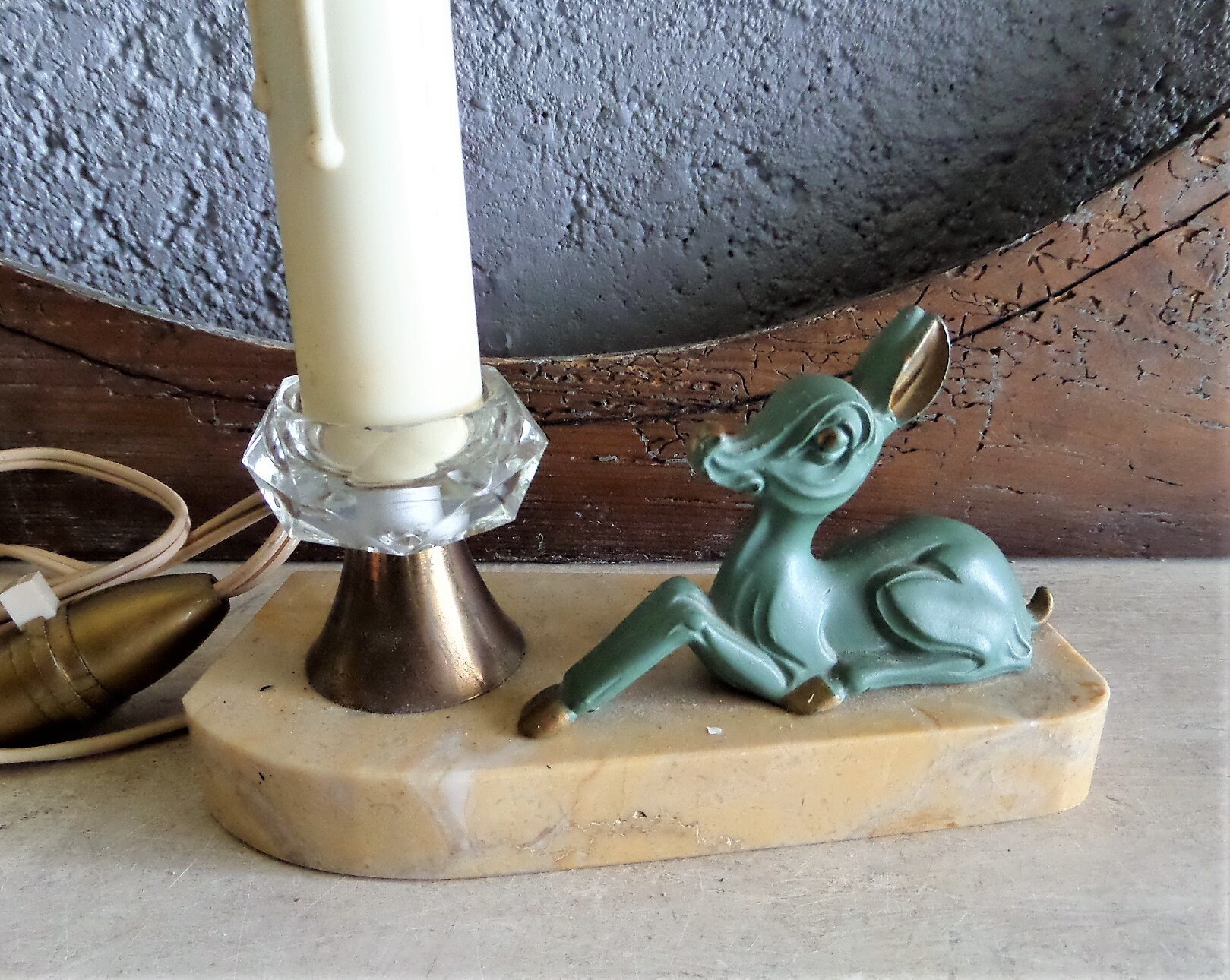 charmante lampe de bureau antique français art années 1930/cottage chic, décor bronze fauve