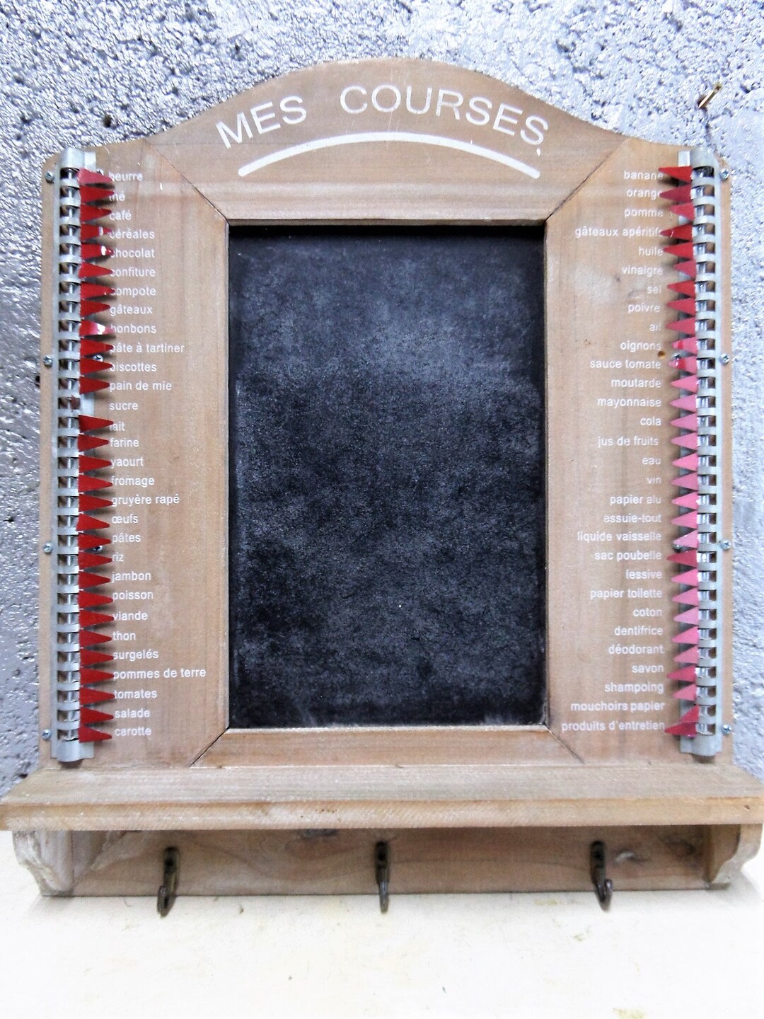 Grocery Shopping Memo With Keys Holder French Vintage Wooden Shopping ...