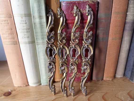 Antique  French Escutcheon Bronze Ornate Keyhole … - image 1