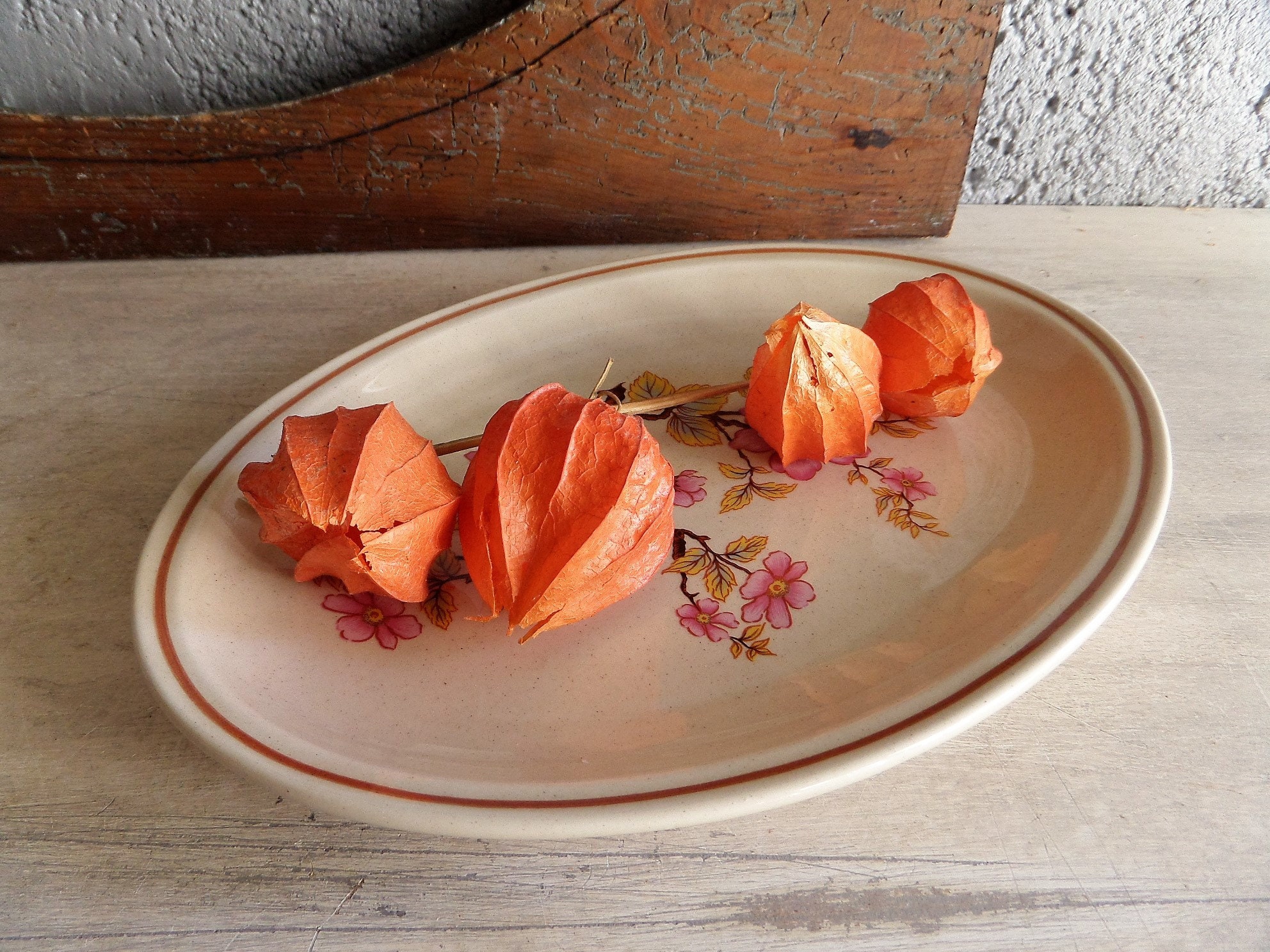 Français Plateau de Service Faience Gien Vintage.