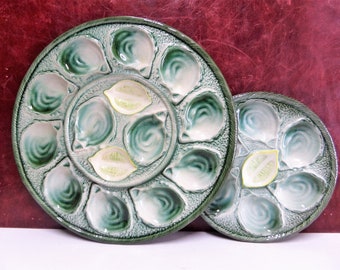 Vintage Oyster Platter + Free Plate " St Clément" "Faience Hand Painted 1960s .Free Matched Plate Extra Bonus /Gift quality