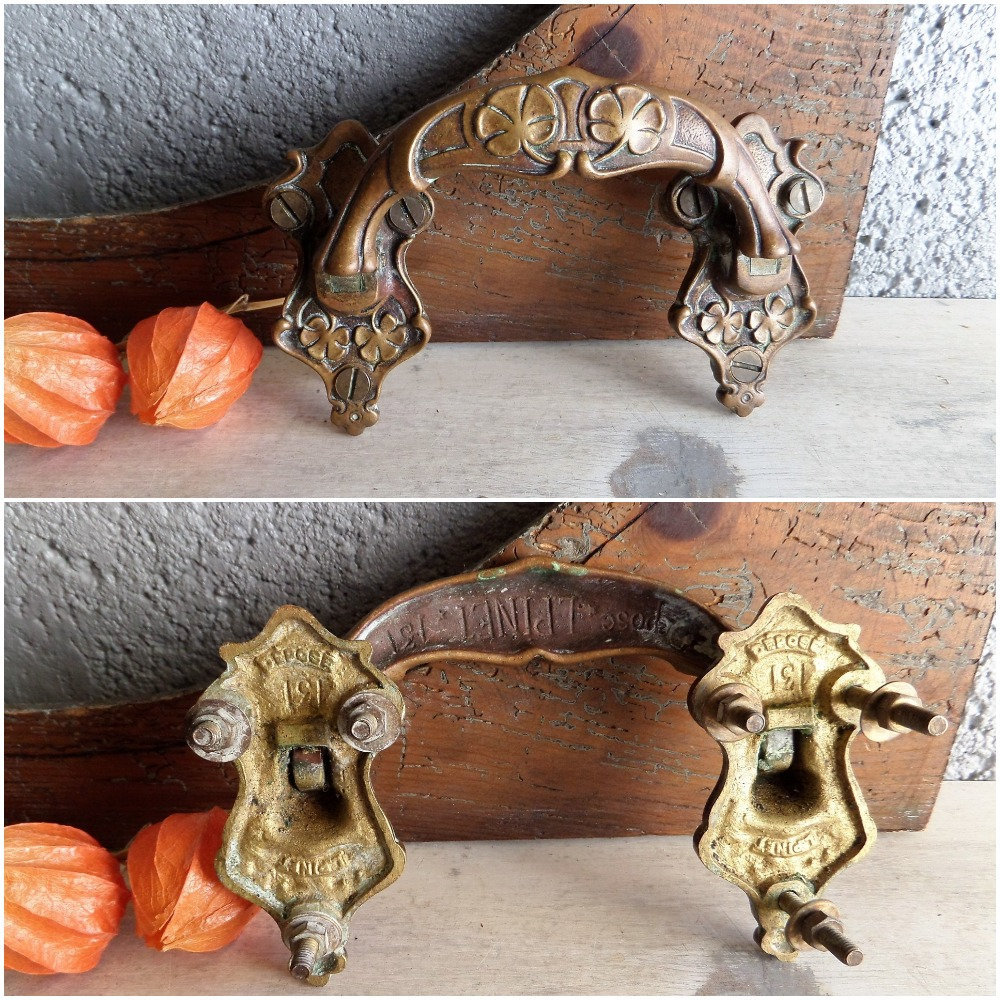 Superbe Poignée Antique de Traction Piano Bronze Des Années 20