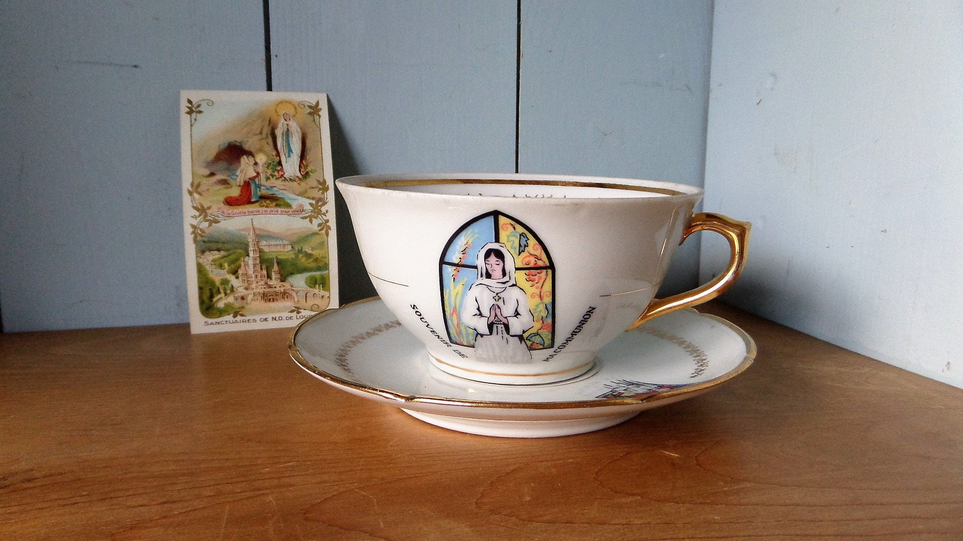 Belle Français Coupe Limoges et Coupe Souvenir de Communion Années 1950