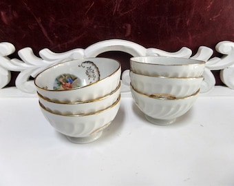 Set of 6 1930s Small French CAFE AU LAIT bowls