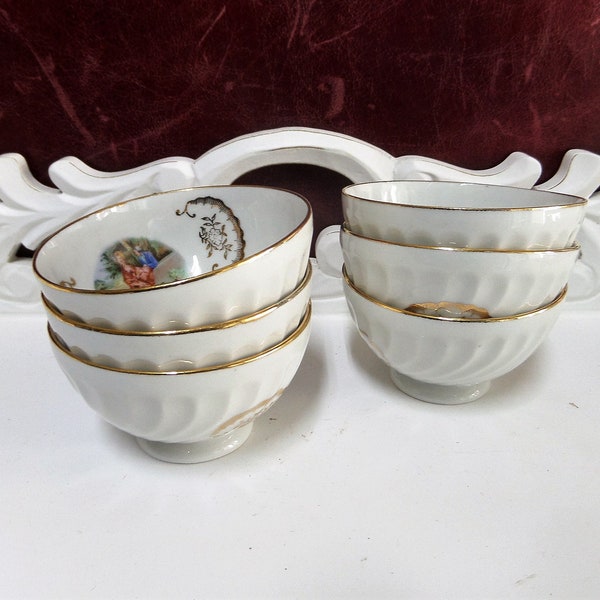 Set of 6 1930s Small French CAFE AU LAIT bowls