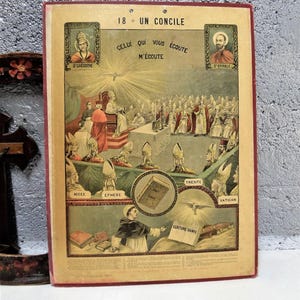 "Habemus Papam" Antikes Religiöses Schule Kathhemismus Karton Plakat 1920er Jahre"