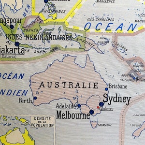 Poster scolaire vintage français Ocanie/Continent australien des années 1960