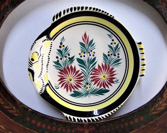 Assiette en faïence à suspendre vintage bretonne Henriot flétan en forme de poisson de QUIMPER des années 1950