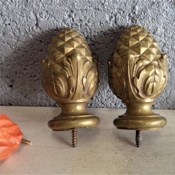 Antique Bronze Brass Pines  Finials Curtains Set of 2